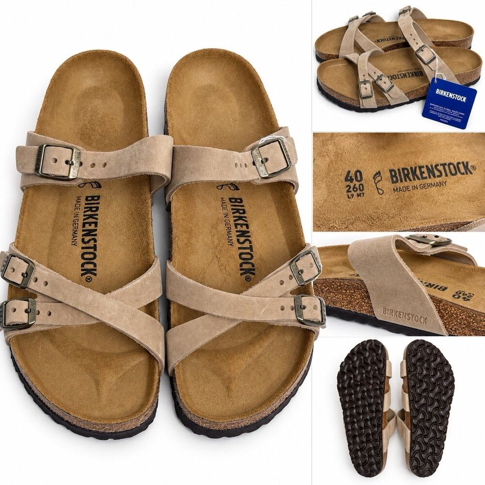 Birkenstock NEW No BOX Franca Sandals Slides Brown 40 Leather Womens Ladies